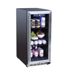 TrueFlame 15-Inch 3.2 Cu. Ft. Outdoor Rated Refrigerator With Glass Door (AMD-RFR-15G)