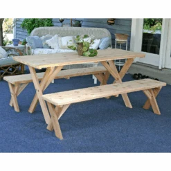 Creekvine Designs 27" Red Cedar Backyard Bash Cross Legged Picnic Table With Detached Benches