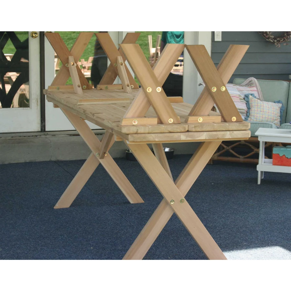 Creekvine Designs 27" Red Cedar Backyard Bash Cross Legged Picnic Table With Detached Benches 6 Creekvine Designs 27" Red Cedar Backyard Bash Cross Legged Picnic Table With Detached Benches - Image 4