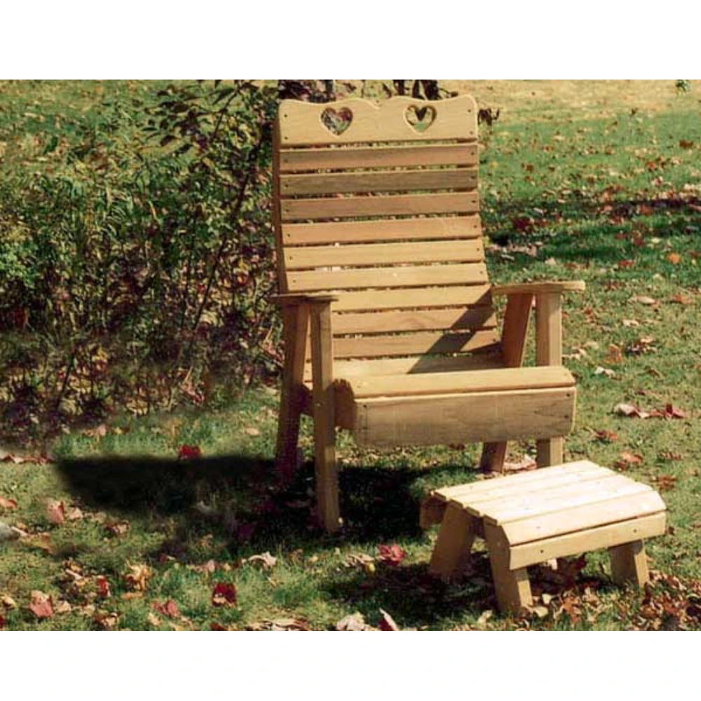 Creekvine Designs Cedar Royal Country Hearts Patio Chair & Footrest Set 4 Creekvine Designs Cedar Royal Country Hearts Patio Chair & Footrest Set - Image 2