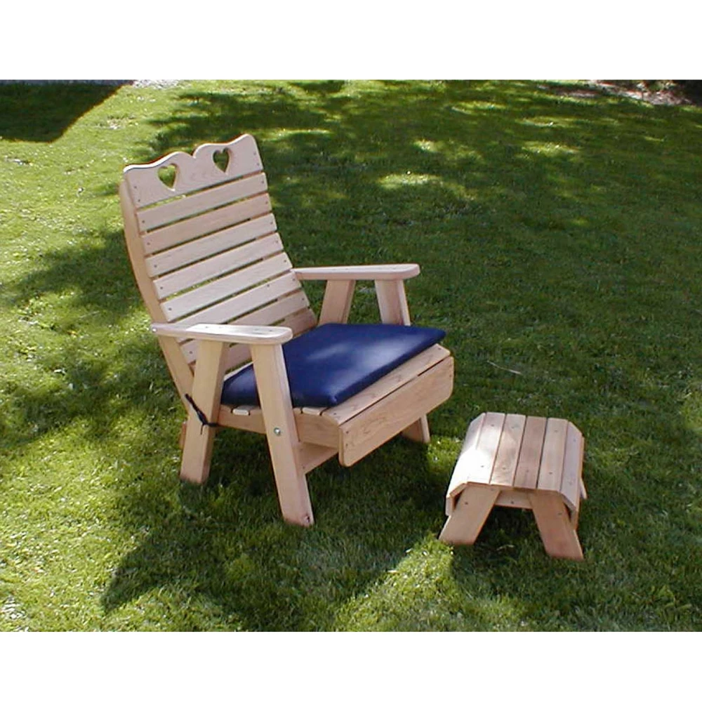 Creekvine Designs Cedar Royal Country Hearts Patio Chair & Footrest Set 3 Creekvine Designs Cedar Royal Country Hearts Patio Chair & Footrest Set