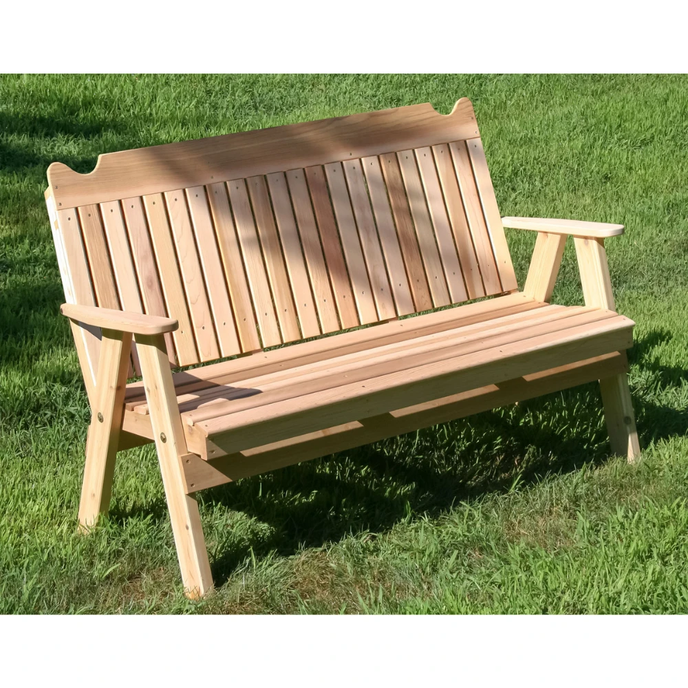 Creekvine Designs Red Cedar Straight Back English Garden Bench 3 Creekvine Designs Red Cedar Straight Back English Garden Bench