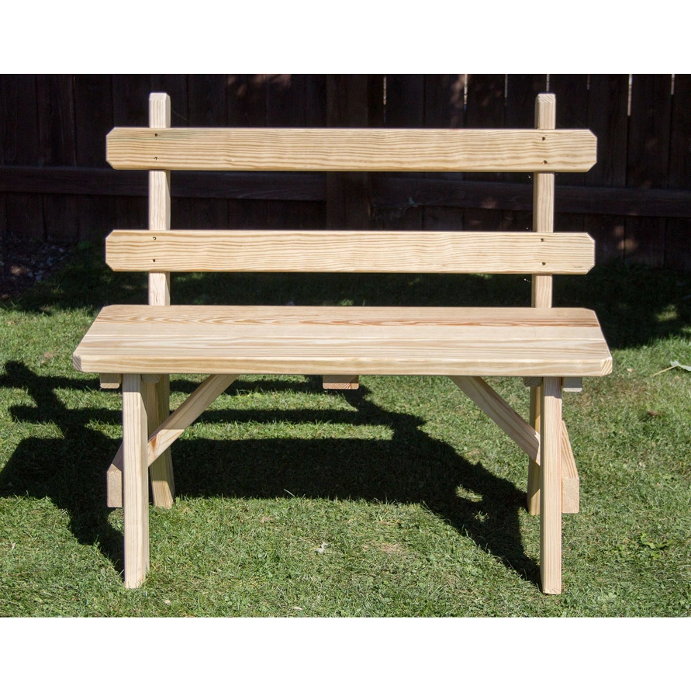 Creekvine Designs Treated Pine Traditional Garden Bench With Back 4 Creekvine Designs Treated Pine Traditional Garden Bench With Back - Image 2