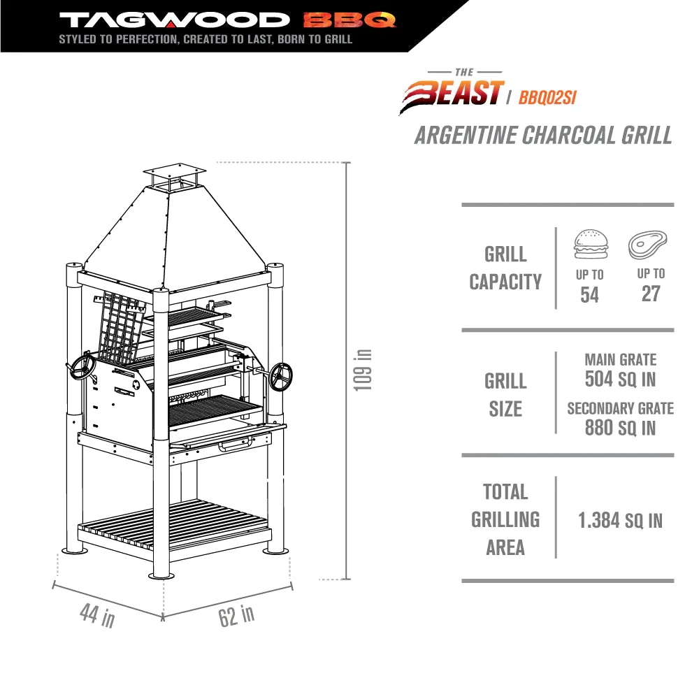 Tagwood BBQ Argentine Wood Fire & Charcoal Grill (BBQ02SI) 12 Tagwood BBQ Argentine Wood Fire & Charcoal Grill (BBQ02SI) - Image 10