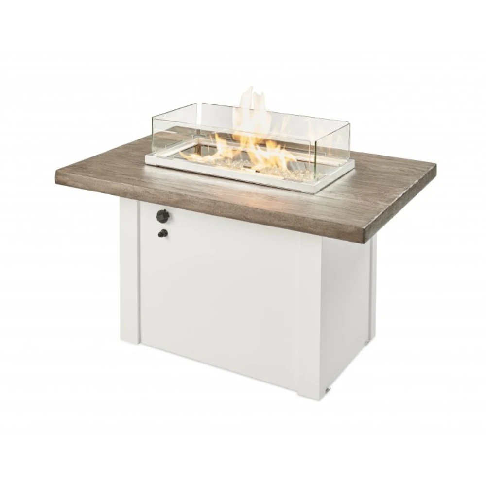 The Outdoor Greatroom Company Driftwood Havenwood Rectangular Gas Fire Pit Table With White Base (HVDW-1224-K) 4 The Outdoor Greatroom Company Driftwood Havenwood Rectangular Gas Fire Pit Table With White Base (HVDW-1224-K) - Image 2