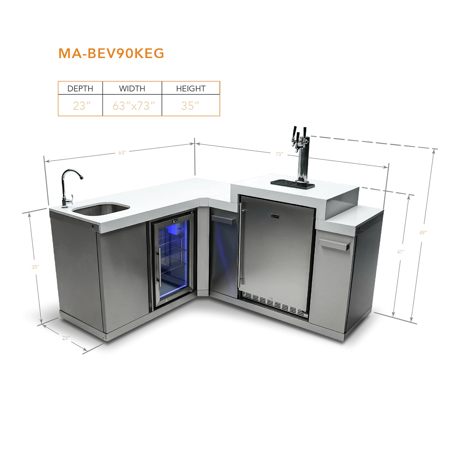 Mont Alpi Beverage Center With 90 Degree Corner And Kegerator - MA-BEV90KEG 4 Mont Alpi Beverage Center With 90 Degree Corner And Kegerator - MA-BEV90KEG - Image 2