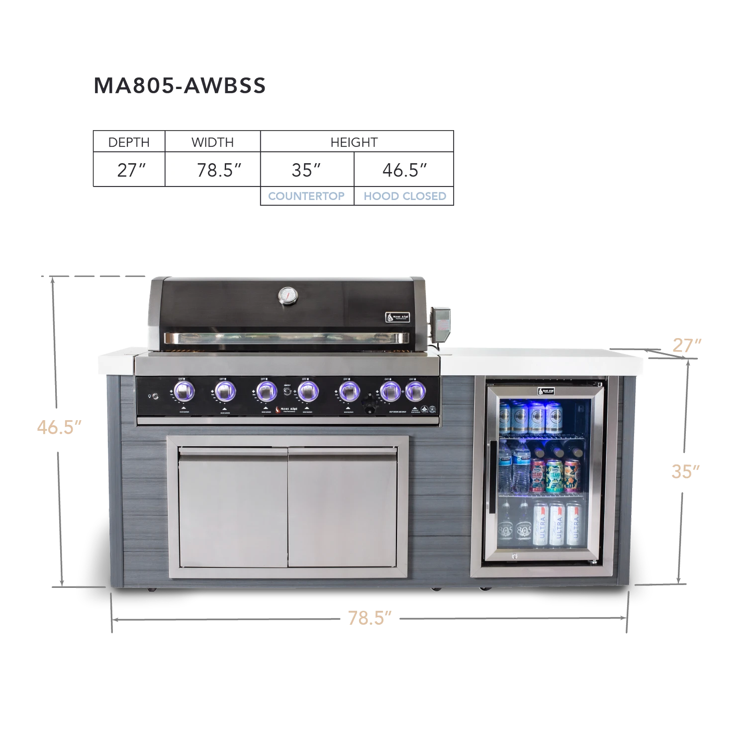 Mont Alpi Artwood 6-Burner Black Stainless Steel BBQ Grill Island - MA805-AWBSS 4 Mont Alpi Artwood 6-Burner Black Stainless Steel BBQ Grill Island - MA805-AWBSS - Image 2