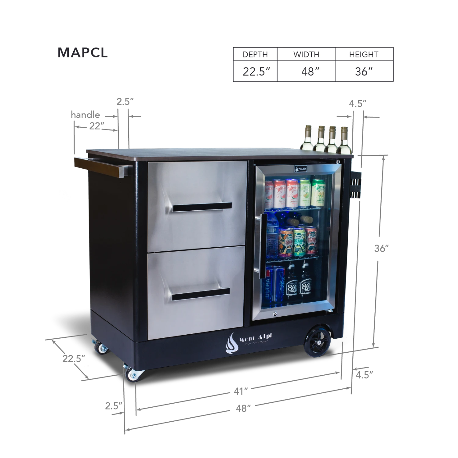 Mont Alpi Mobile Outdoor Prep Center & Bar Cart - MAPCL 4 Mont Alpi Mobile Outdoor Prep Center & Bar Cart - MAPCL - Image 2
