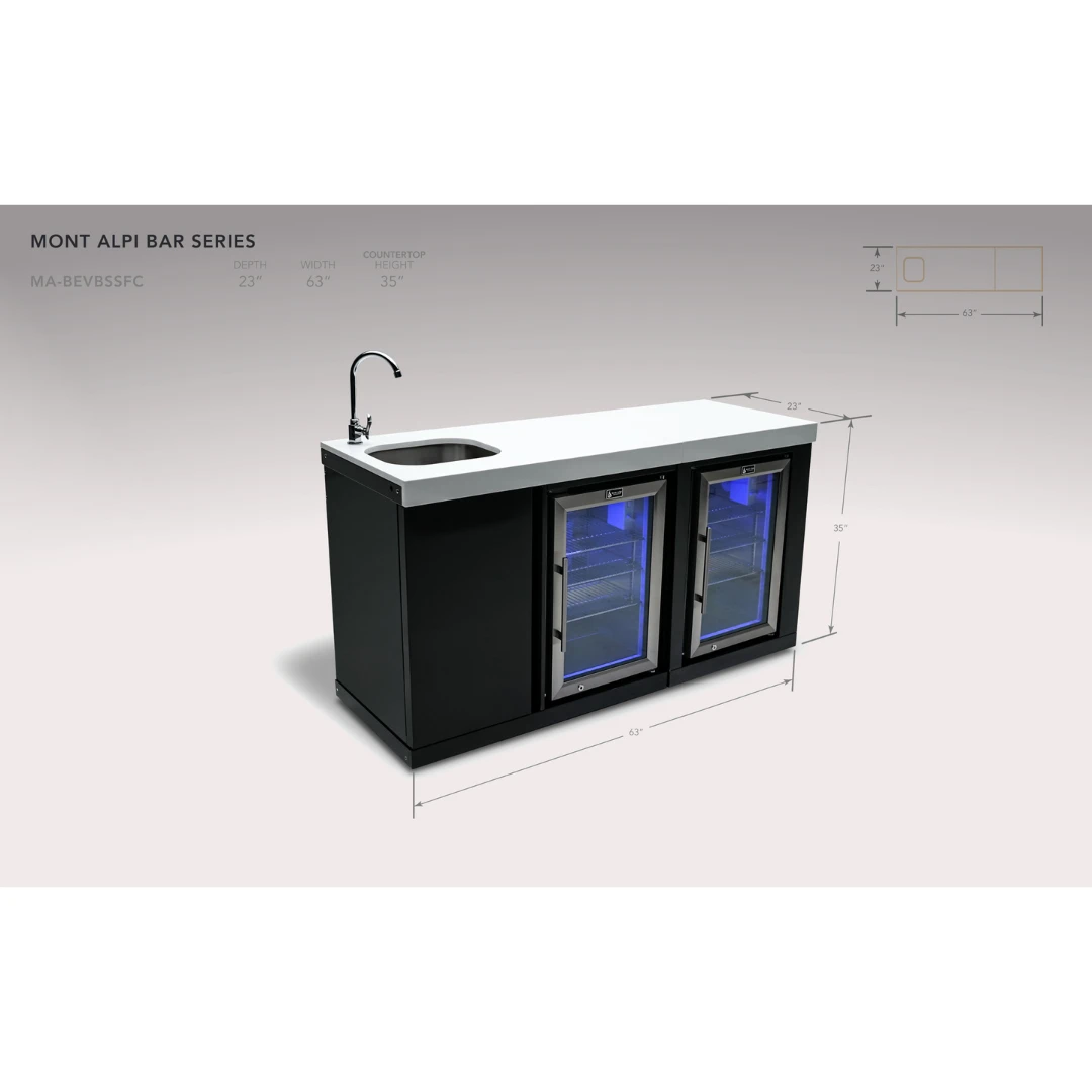 Mont Alpi Black Stainless Steel Beverage Center And Fridge Cabinet - MA-BEVBSSFC 4 Mont Alpi Black Stainless Steel Beverage Center And Fridge Cabinet - MA-BEVBSSFC - Image 2