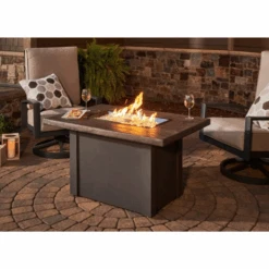 The Outdoor Greatroom Company Driftwood Havenwood Rectangular Gas Fire Pit Table With Grey Base (HVDG-1224-K)
