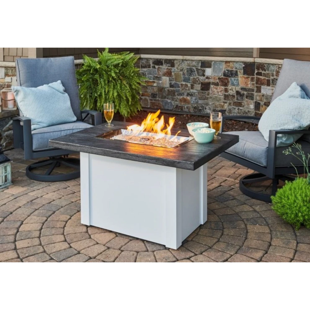 The Outdoor Greatroom Company Stone Grey Havenwood Rectangular Gas Fire Pit Table With White Base (HVGW-1224-K) 4 The Outdoor Greatroom Company Stone Grey Havenwood Rectangular Gas Fire Pit Table With White Base (HVGW-1224-K) - Image 2