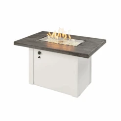 The Outdoor Greatroom Company Stone Grey Havenwood Rectangular Gas Fire Pit Table With White Base (HVGW-1224-K)