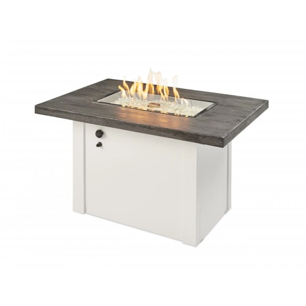 The Outdoor Greatroom Company Stone Grey Havenwood Rectangular Gas Fire Pit Table With White Base (HVGW-1224-K) 3 The Outdoor Greatroom Company Stone Grey Havenwood Rectangular Gas Fire Pit Table With White Base (HVGW-1224-K)