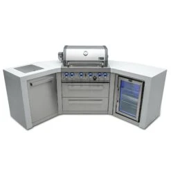 Mont Alpi 400 Deluxe BBQ Grill Island With 45 Degree Corners & Fridge Cabinet - MAi400-D45FC