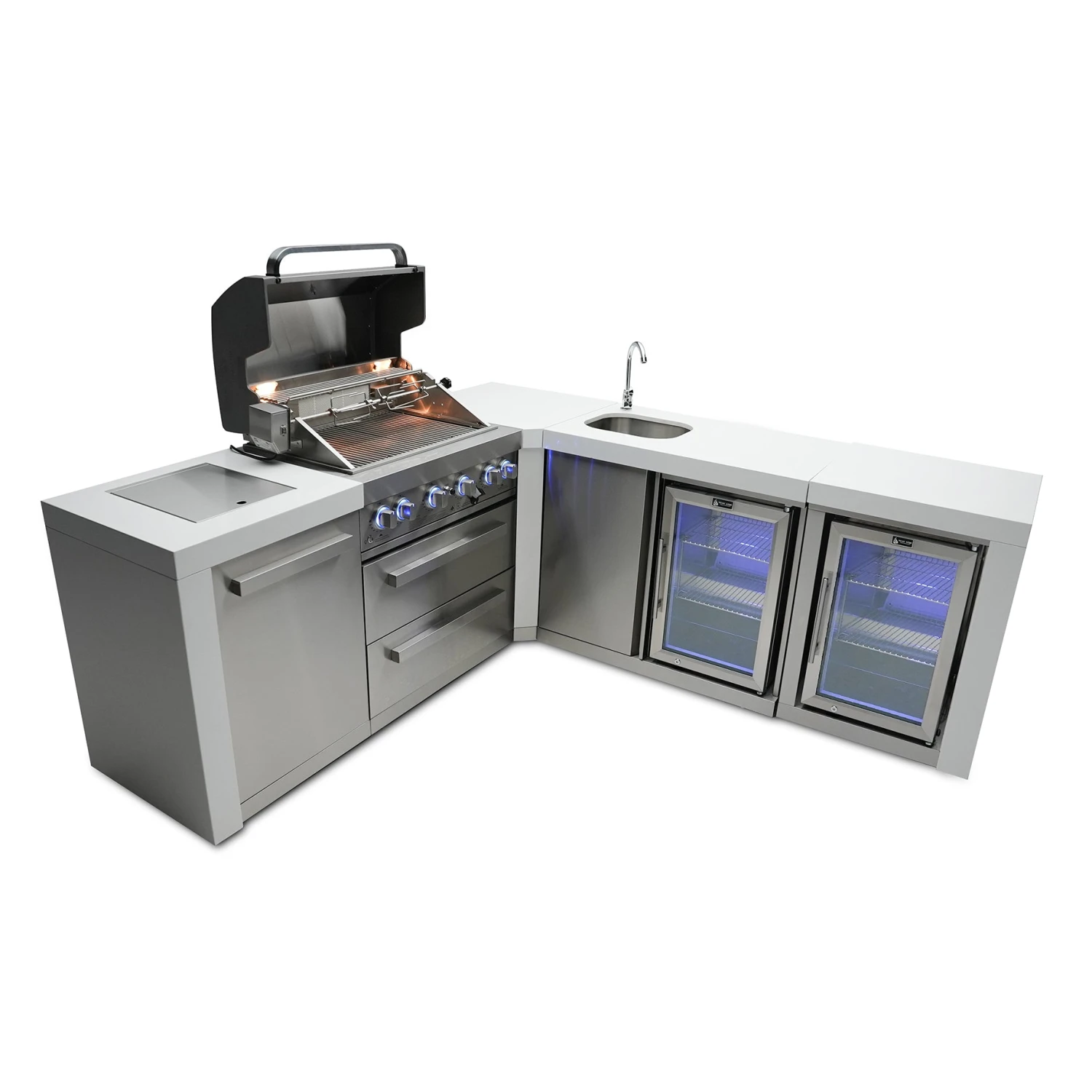 Mont Alpi 400 Deluxe BBQ Grill Island With 90 Degree Corner Beverage Center & Fridge - MAi400-D90BEVFC 3 Mont Alpi 400 Deluxe BBQ Grill Island With 90 Degree Corner Beverage Center & Fridge - MAi400-D90BEVFC