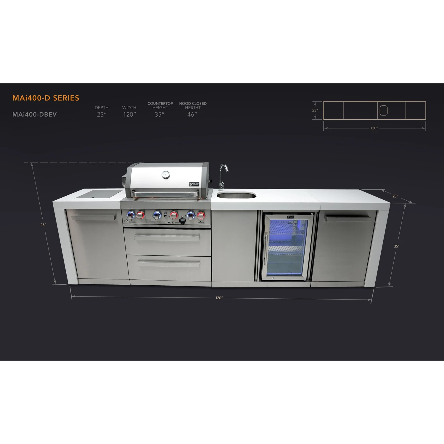 Mont Alpi 400 Deluxe BBQ Grill Island With Beverage Center - MAi400-DBEV 4 Mont Alpi 400 Deluxe BBQ Grill Island With Beverage Center - MAi400-DBEV - Image 2