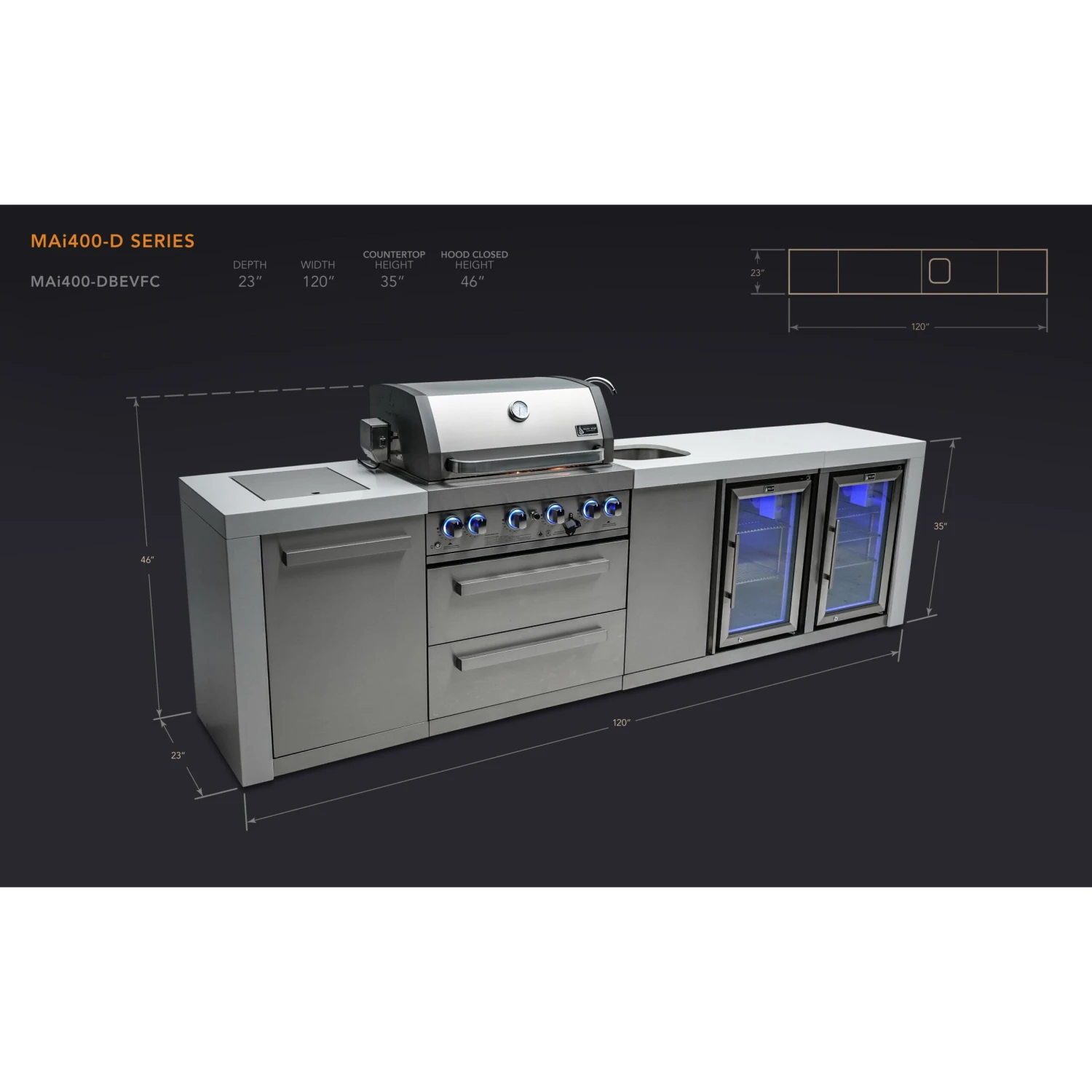 Mont Alpi 400 Deluxe BBQ Grill Island With Beverage Center & Fridge - MAi400-DBEVFC 4 Mont Alpi 400 Deluxe BBQ Grill Island With Beverage Center & Fridge - MAi400-DBEVFC - Image 2
