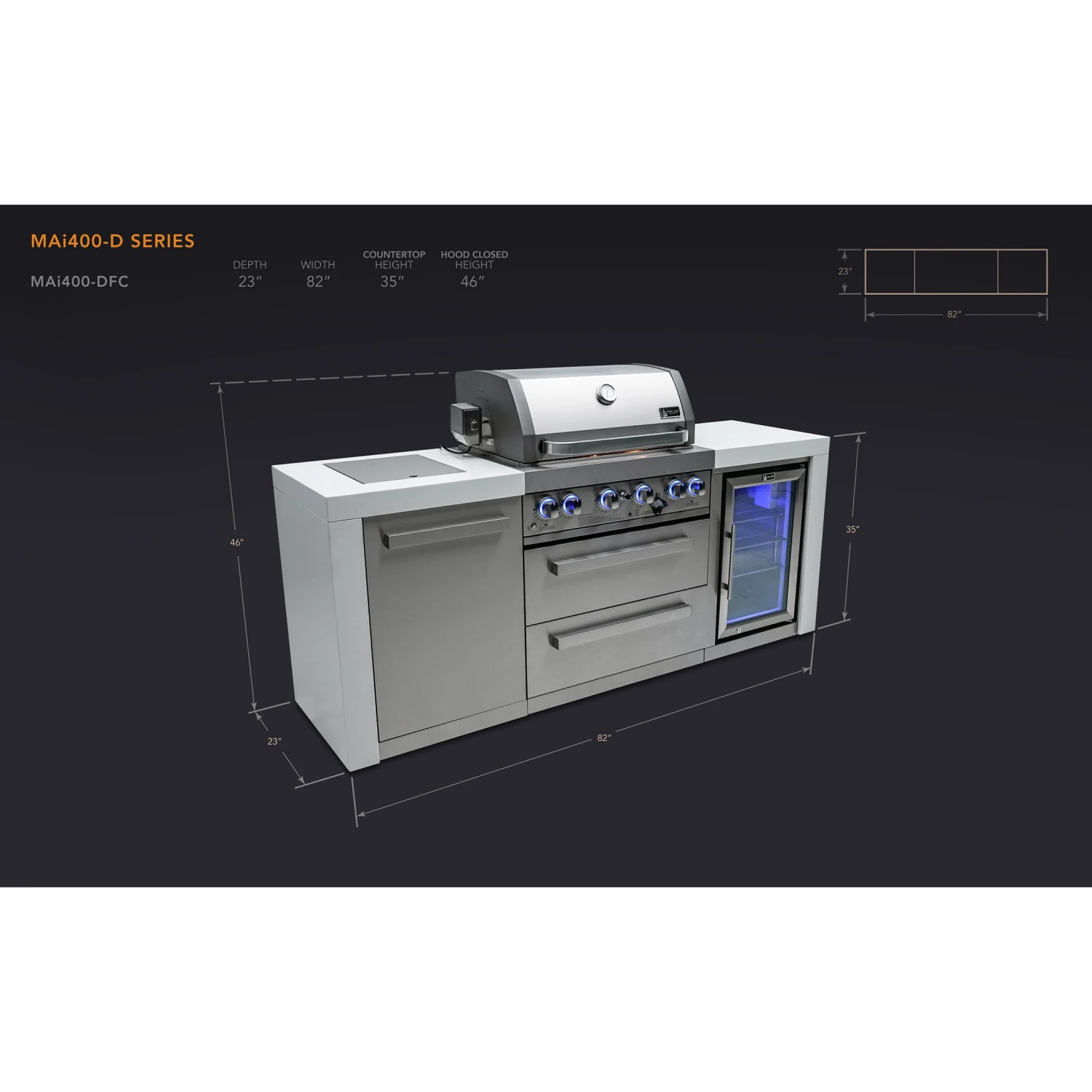 Mont Alpi 400 Deluxe BBQ Grill Island With Fridge Cabinet - MAi400-DFC 4 Mont Alpi 400 Deluxe BBQ Grill Island With Fridge Cabinet - MAi400-DFC - Image 2