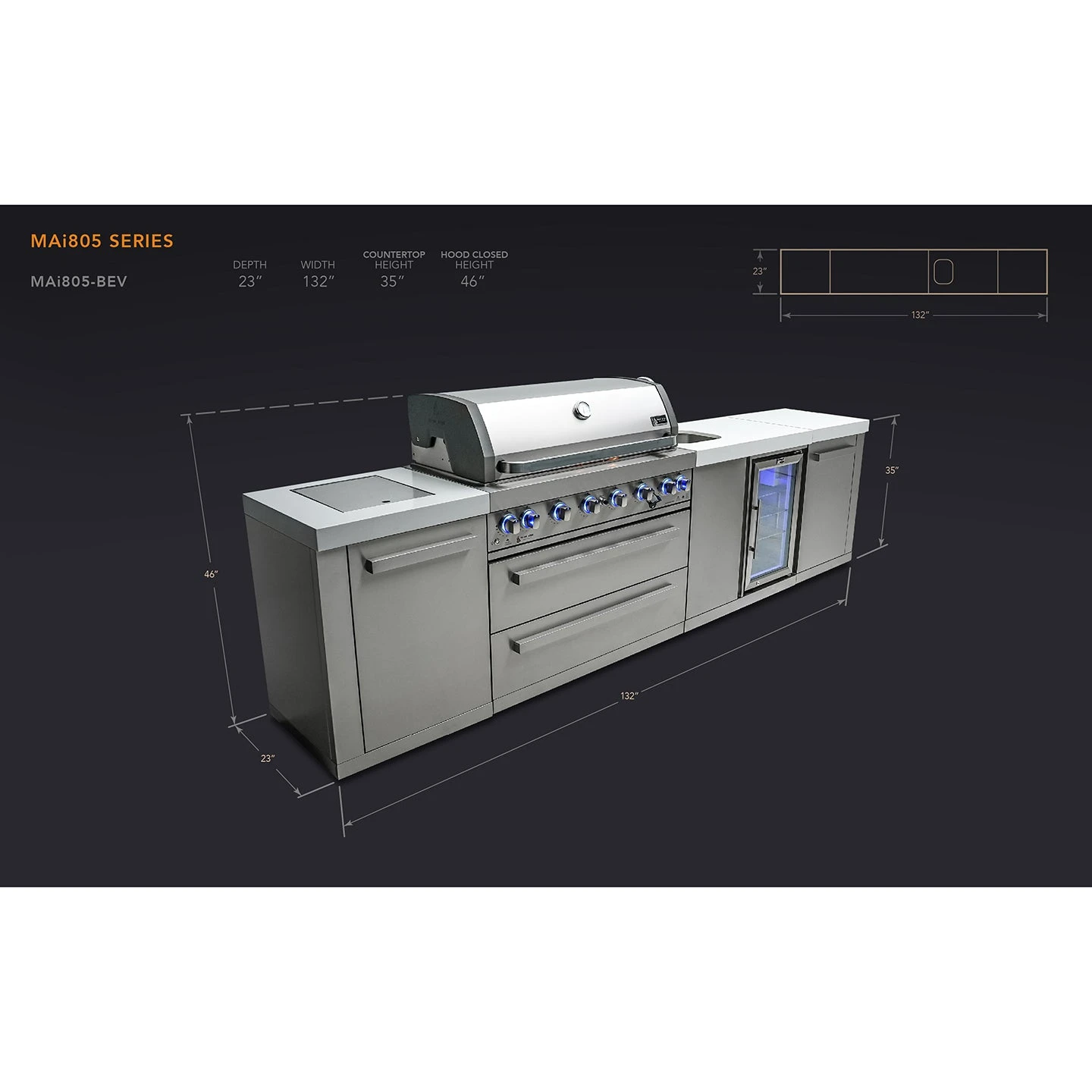 Mont Alpi 805 BBQ Grill Island With Beverage Center - MAi805-BEV 4 Mont Alpi 805 BBQ Grill Island With Beverage Center - MAi805-BEV - Image 2