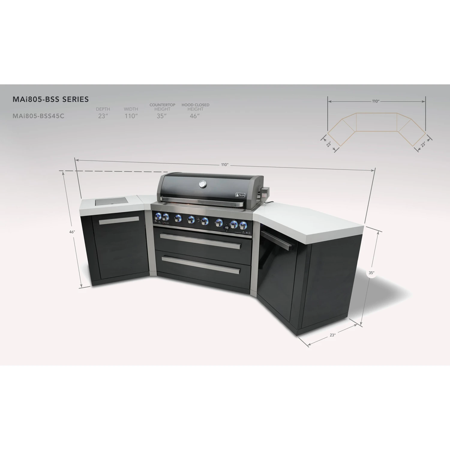 Mont Alpi 805 Black Stainless Steel BBQ Grill Island With 45 Degree Corners - MAi805-BSS45C 4 Mont Alpi 805 Black Stainless Steel BBQ Grill Island With 45 Degree Corners - MAi805-BSS45C - Image 2