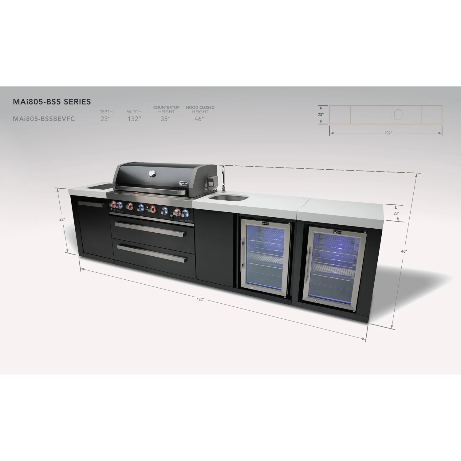 Mont Alpi 805 Black Stainless Steel BBQ Grill Island With Beverage Center & Fridge - MAi805-BSSBEVFC 4 Mont Alpi 805 Black Stainless Steel BBQ Grill Island With Beverage Center & Fridge - MAi805-BSSBEVFC - Image 2