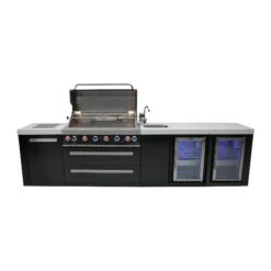 Mont Alpi 805 Black Stainless Steel BBQ Grill Island With Beverage Center & Fridge - MAi805-BSSBEVFC 21 Mont Alpi 805 Black Stainless Steel BBQ Grill Island With Beverage Center & Fridge - MAi805-BSSBEVFC -Outdoor Kitchen Shop mai805 bssbevfrontopen c3d78bcb 2385 4160 a279 c3862f7d49e2