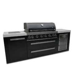 Mont Alpi 805 Black Stainless Steel BBQ Grill Island With Fridge Cabinet - MAi805-BSSFC