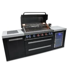 Mont Alpi 805 Black Stainless Steel BBQ Grill Island With Fridge Cabinet - MAi805-BSSFC 22 Mont Alpi 805 Black Stainless Steel BBQ Grill Island With Fridge Cabinet - MAi805-BSSFC -Outdoor Kitchen Shop mai805 bssfcsideopen