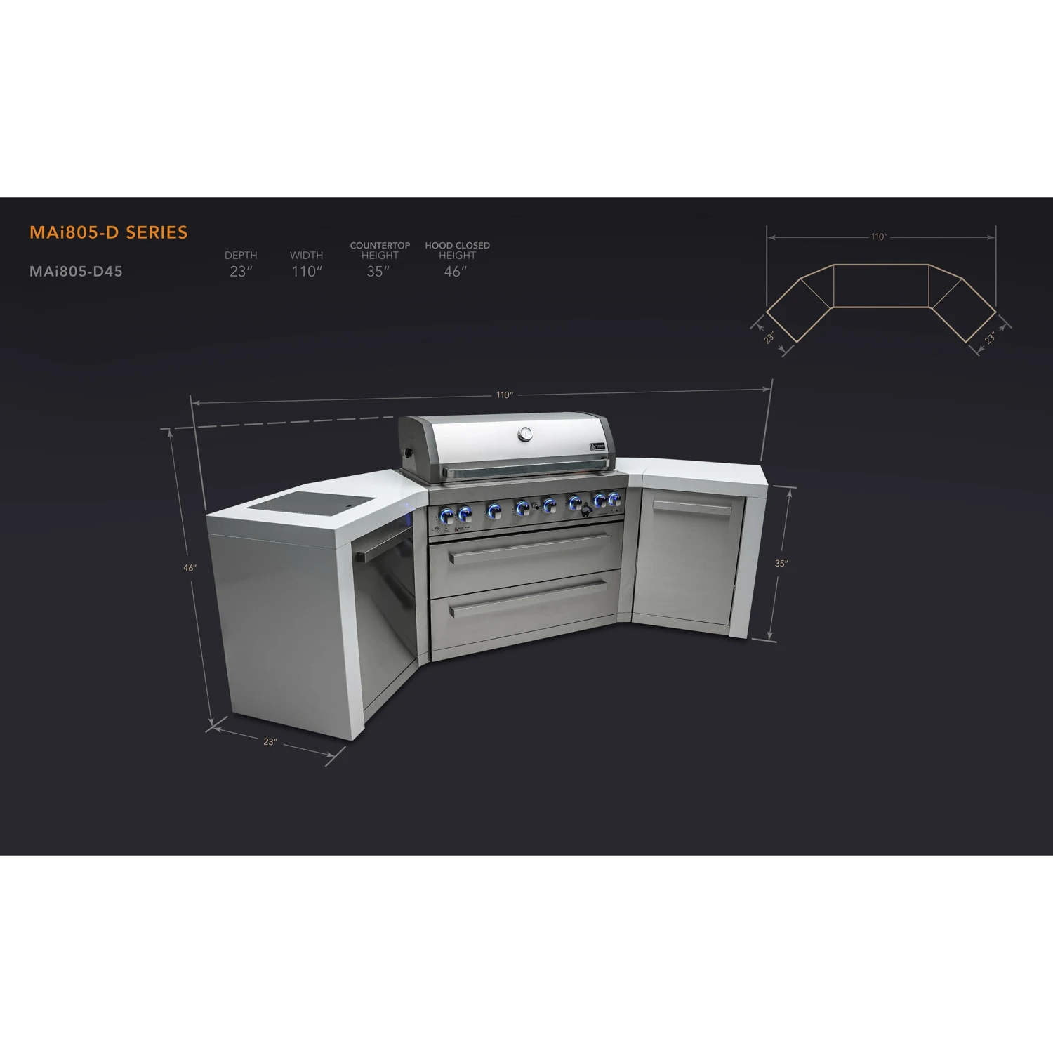 Mont Alpi 805 Deluxe BBQ Grill Island With 45 Degree Corners - MAi805-D45 4 Mont Alpi 805 Deluxe BBQ Grill Island With 45 Degree Corners - MAi805-D45 - Image 2