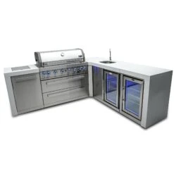 Mont Alpi 805 Deluxe BBQ Grill Island With 90 Degree Corner Beverage Center & Fridge - MAi805-D90BEVFC