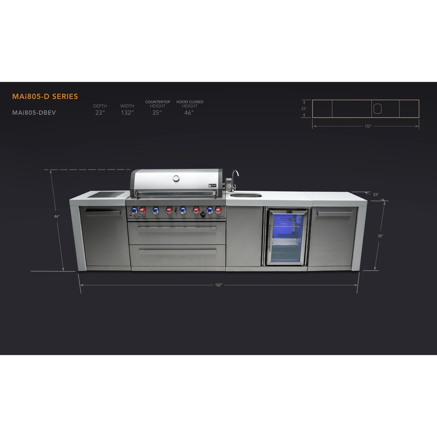 Mont Alpi 805 Deluxe BBQ Grill Island With Beverage Center - MAi805-DBEV 4 Mont Alpi 805 Deluxe BBQ Grill Island With Beverage Center - MAi805-DBEV - Image 2