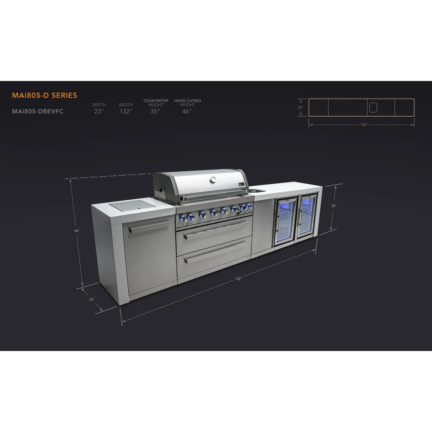 Mont Alpi 805 Deluxe BBQ Grill Island With Beverage Center & Fridge - MAi805-DBEVFC 4 Mont Alpi 805 Deluxe BBQ Grill Island With Beverage Center & Fridge - MAi805-DBEVFC - Image 2