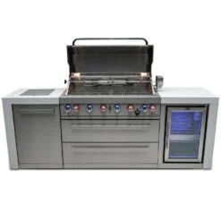 Mont Alpi 805 Deluxe BBQ Grill Island With Fridge Cabinet - MAi805-DFC -Outdoor Kitchen Shop mai805 dfcfrontopen