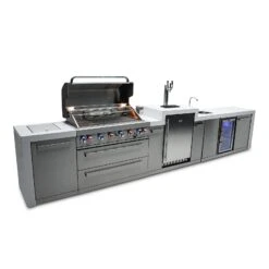 Mont Alpi 805 Deluxe BBQ Grill Island With Kegerator & Beverage Center - MAi805-DKEGBEV -Outdoor Kitchen Shop mai805 dkegbev