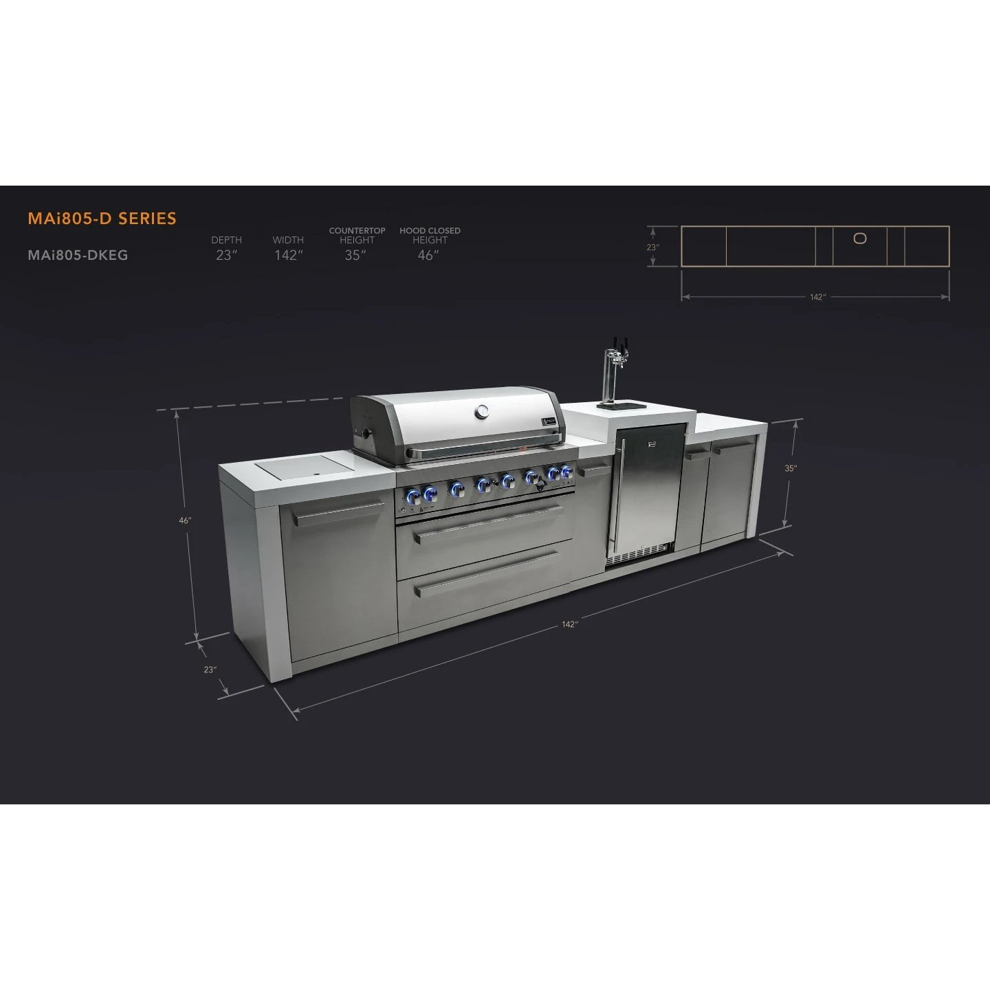 Mont Alpi 805 Deluxe BBQ Grill Island With Kegerator - MAi805-DKEG 4 Mont Alpi 805 Deluxe BBQ Grill Island With Kegerator - MAi805-DKEG - Image 2