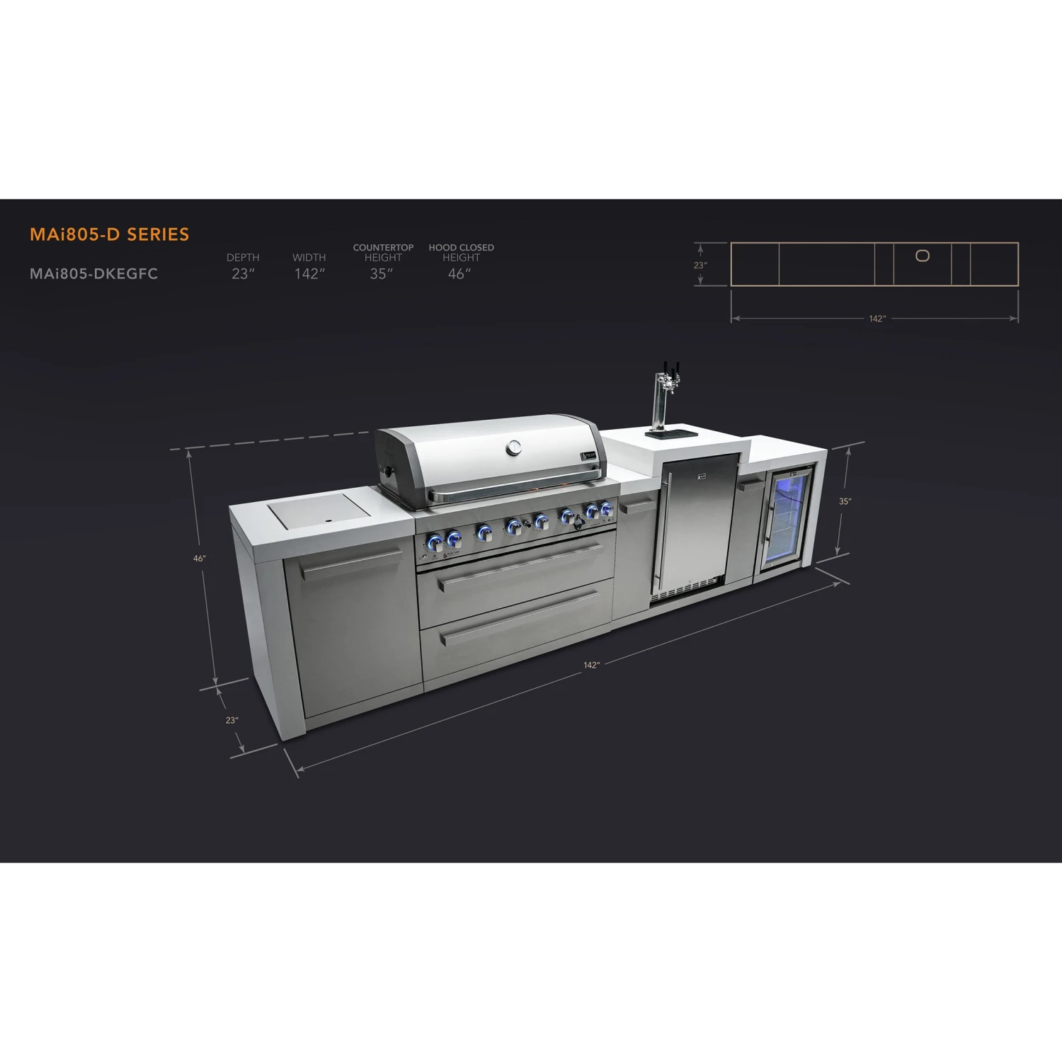 Mont Alpi 805 Deluxe BBQ Grill Island With Kegerator & Fridge Cabinet - MAI805-DKEGFC 4 Mont Alpi 805 Deluxe BBQ Grill Island With Kegerator & Fridge Cabinet - MAI805-DKEGFC - Image 2