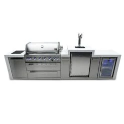 Mont Alpi 805 Deluxe BBQ Grill Island With Kegerator & Fridge Cabinet - MAI805-DKEGFC