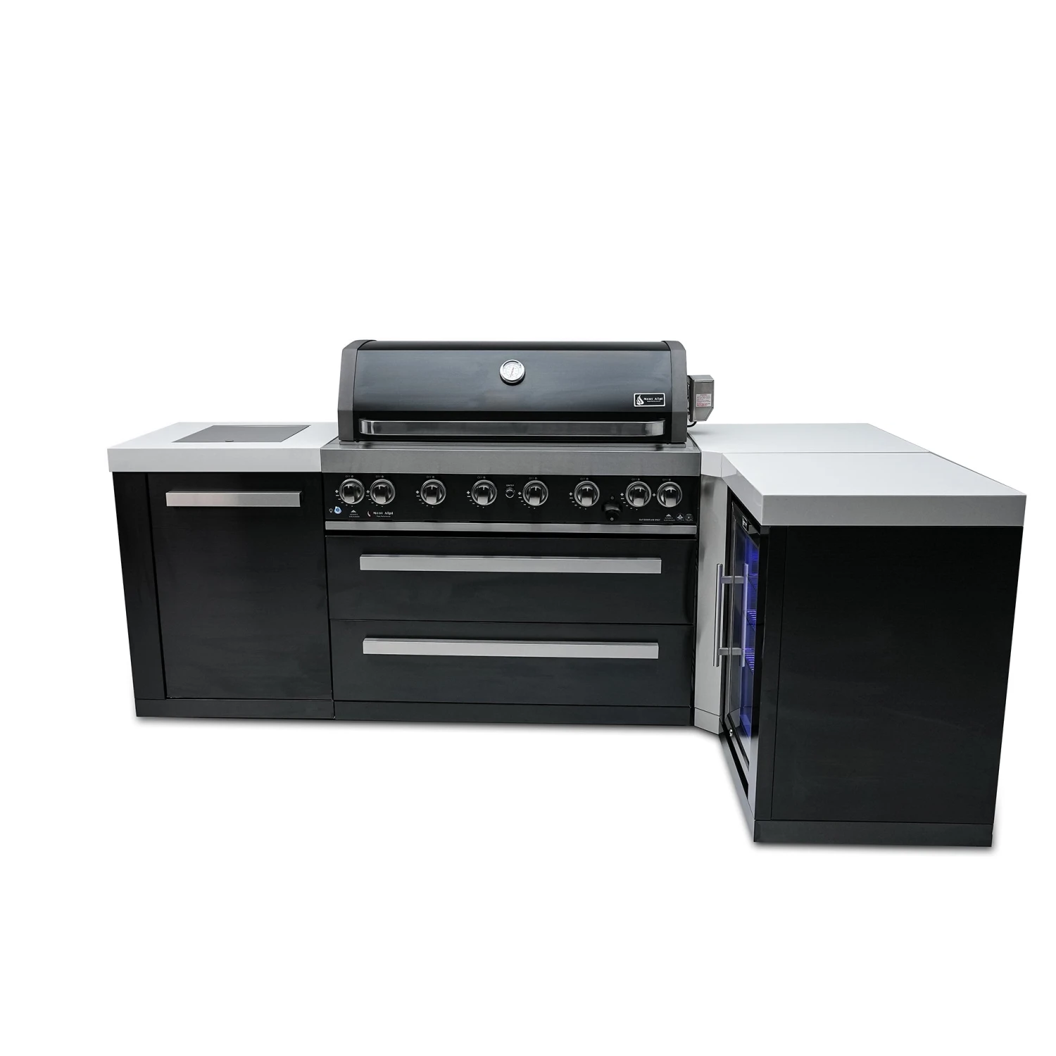 Mont Alpi 805 Black Stainless Steel BBQ Grill Island With 90 Degree Corner & Fridge Cabinet - MAi805-BSS90FC 8 Mont Alpi 805 Black Stainless Steel BBQ Grill Island With 90 Degree Corner & Fridge Cabinet - MAi805-BSS90FC - Image 6