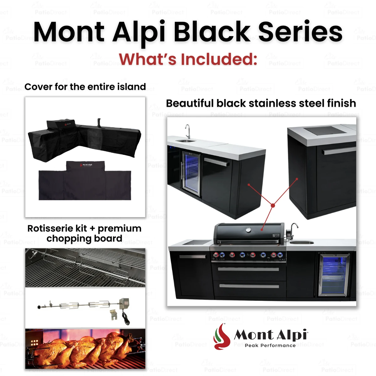 Mont Alpi 805 Black Stainless Steel BBQ Grill Island With Beverage Center - MAi805-BSSBEV 5 Mont Alpi 805 Black Stainless Steel BBQ Grill Island With Beverage Center - MAi805-BSSBEV - Image 3