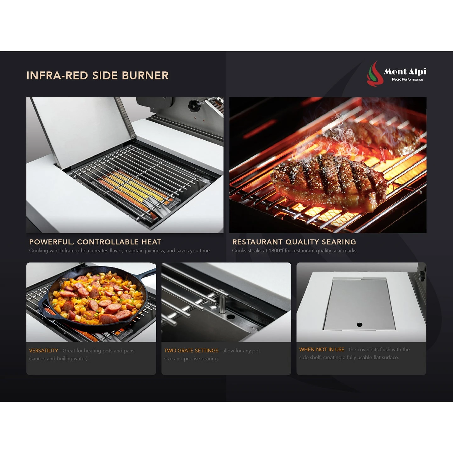 Mont Alpi 805 Black Stainless Steel BBQ Grill Island With Beverage Center & Fridge - MAi805-BSSBEVFC 18 Mont Alpi 805 Black Stainless Steel BBQ Grill Island With Beverage Center & Fridge - MAi805-BSSBEVFC - Image 16