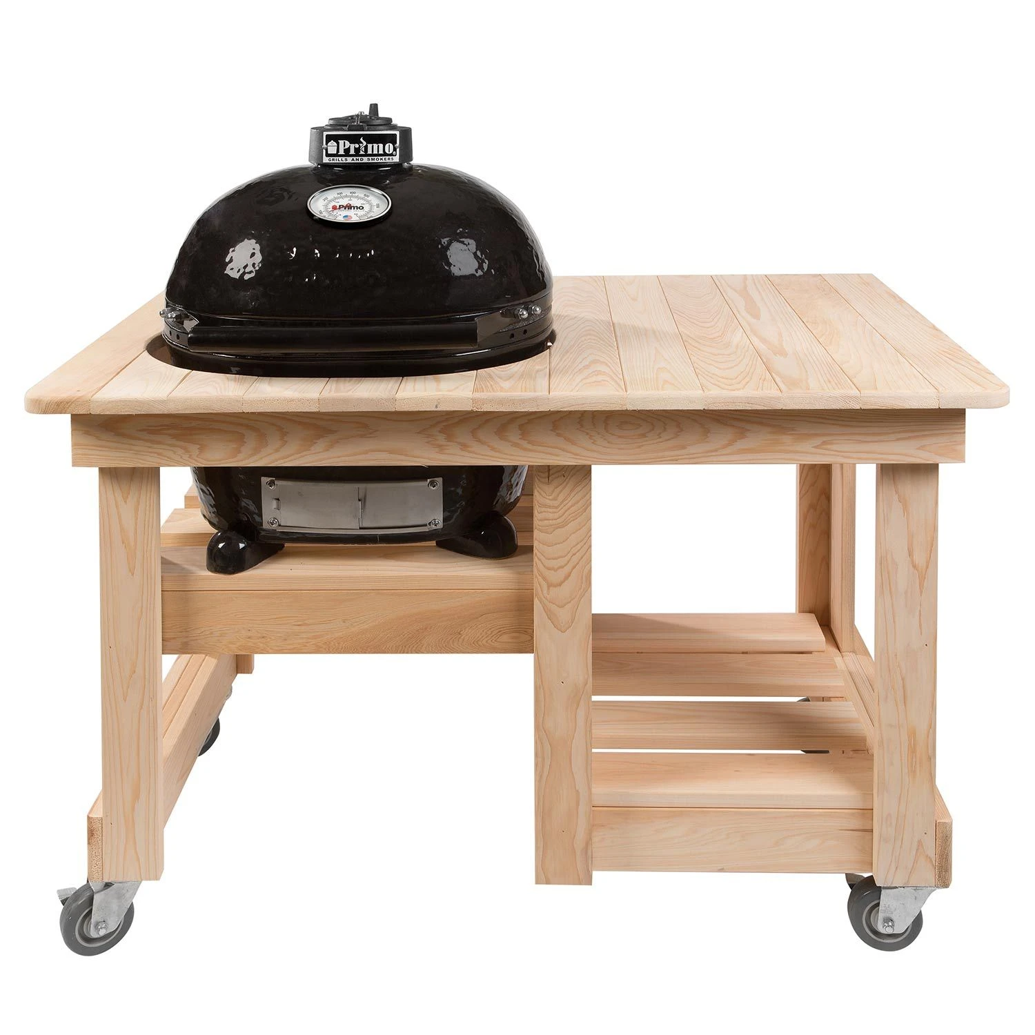 Primo Oval Junior 200 Ceramic Kamado Grill On Cypress Countertop Table 3 Primo Oval Junior 200 Ceramic Kamado Grill On Cypress Countertop Table
