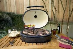 Primo Oval XL 400 Ceramic Kamado Grill On Table 29 Primo Oval XL 400 Ceramic Kamado Grill On Table -Outdoor Kitchen Shop oval xl 400 action